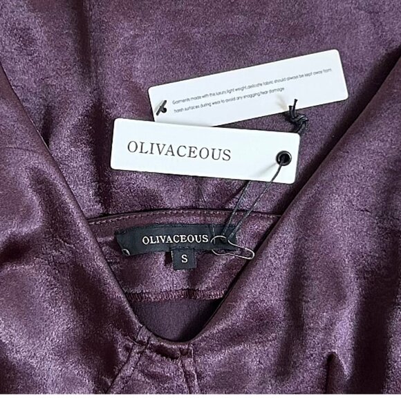 NWT Olivaceous Burgundy Purple Wine Satin Slip Dress Spaghetti Strap Small - Picture 4 of 14